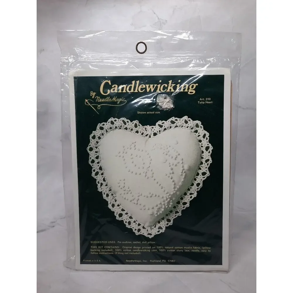 Vintage Candlewicking by NeedleMagic Kit Tulip Heart Pin Cushion Sachet